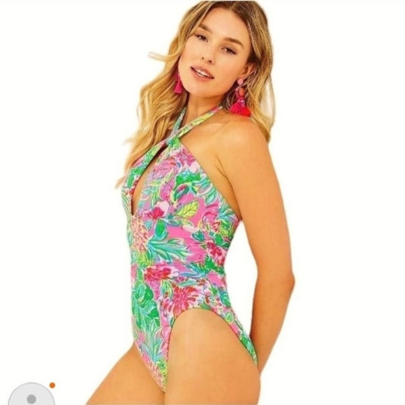 BNWT - Lilly Pulitzer Ledger Halter Swimsuit in Women's Size 12 - Picture 2 of 10